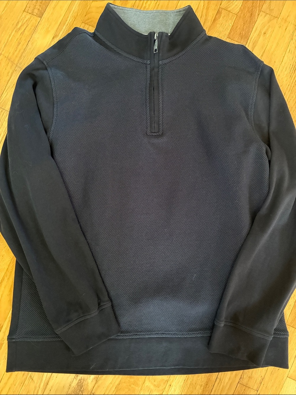 Ted Baker Men's Textured 1/4 Zip Pullover Sweater Black & Charcoal XL